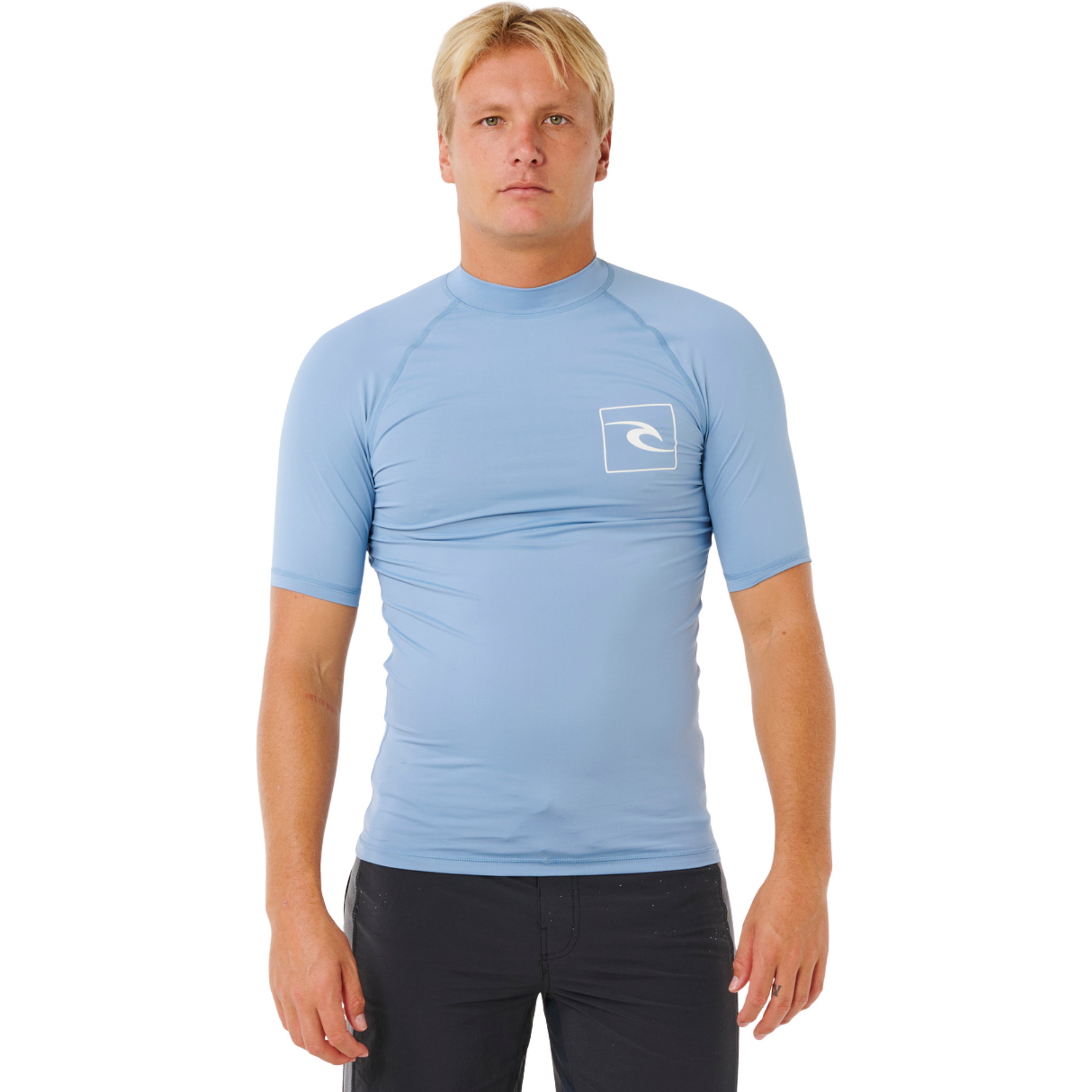 2026 Rip Curl Colete Masculino Streamline UPF De Manga Curta Em Lycra 172MRV - Faded Denim